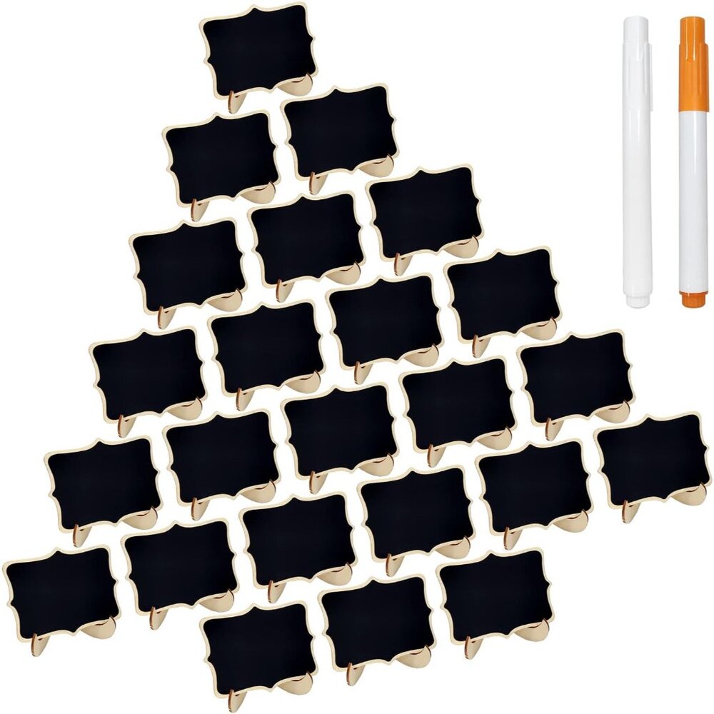 24 Multi-Occasion Mini Chalkboards with Stands - Perfect for Teaching & Decor
